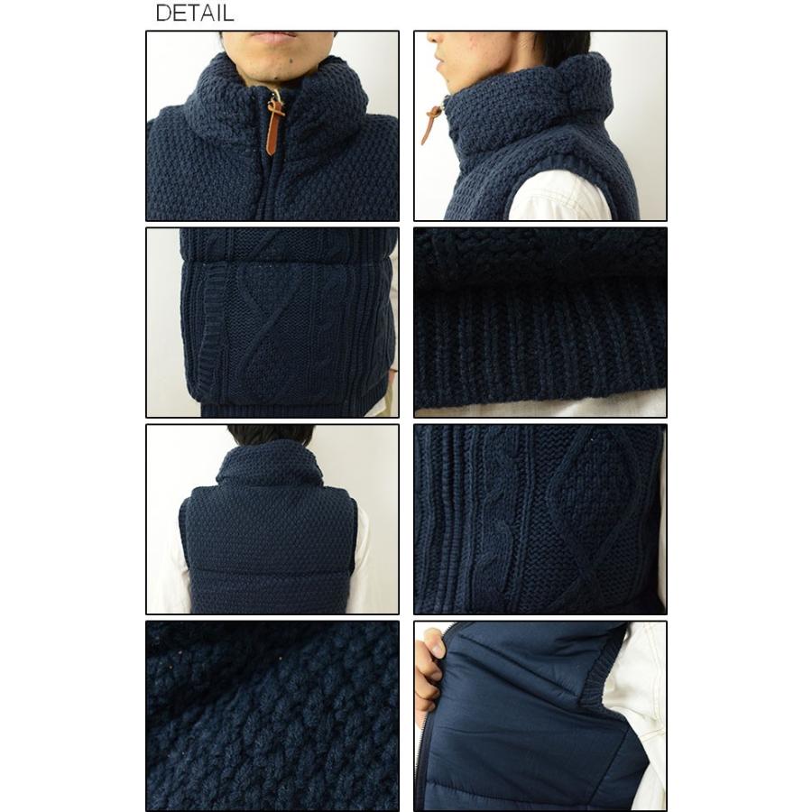 Revo. レヴォ ケーブルニット ハイネック ベスト メンズ レディース スタンドネック 中綿 ダウンベスト ニット タートル モックネック ボリュームネック TH-2045 | Revo. | 02