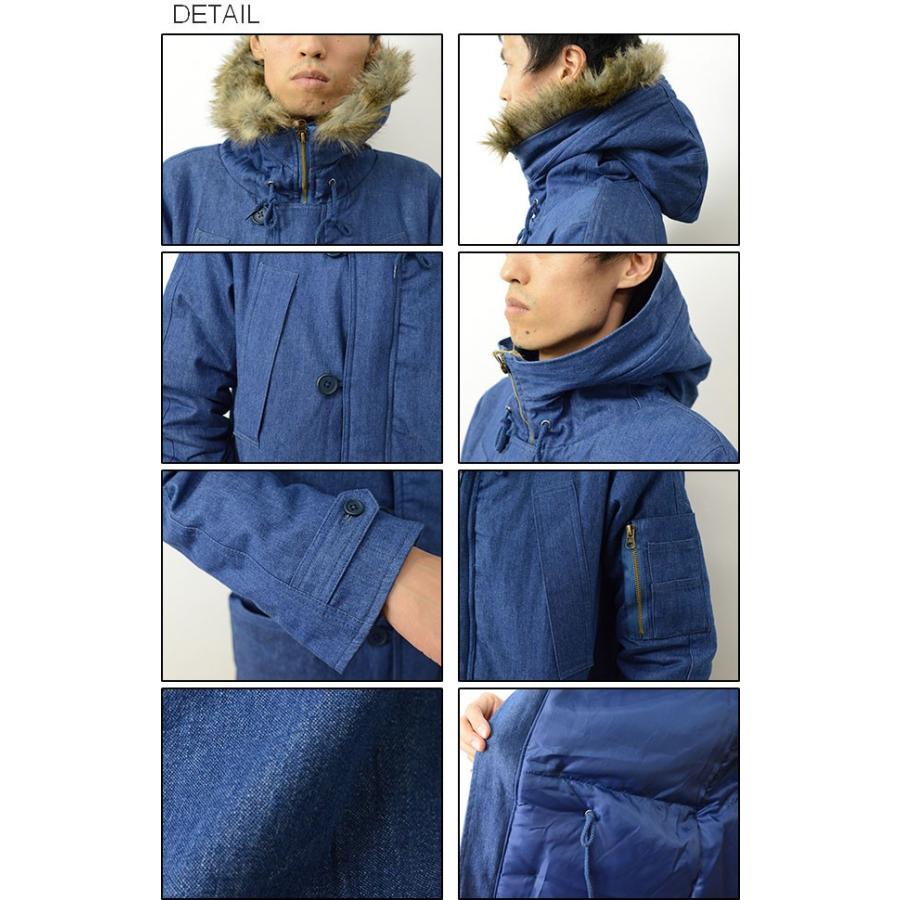 Revo. レヴォ デニム 素材 N-3B タイプ ジャケット メンズ アウター ファー 着脱 中綿 コート MA-1 ポケット フライト アメカジ インディゴ レボ TH-2173 | Revo. | 02