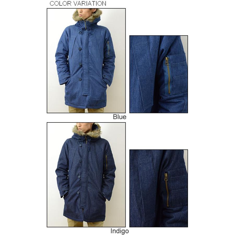 Revo. レヴォ デニム 素材 N-3B タイプ ジャケット メンズ アウター ファー 着脱 中綿 コート MA-1 ポケット フライト アメカジ インディゴ レボ TH-2173 | Revo. | 03