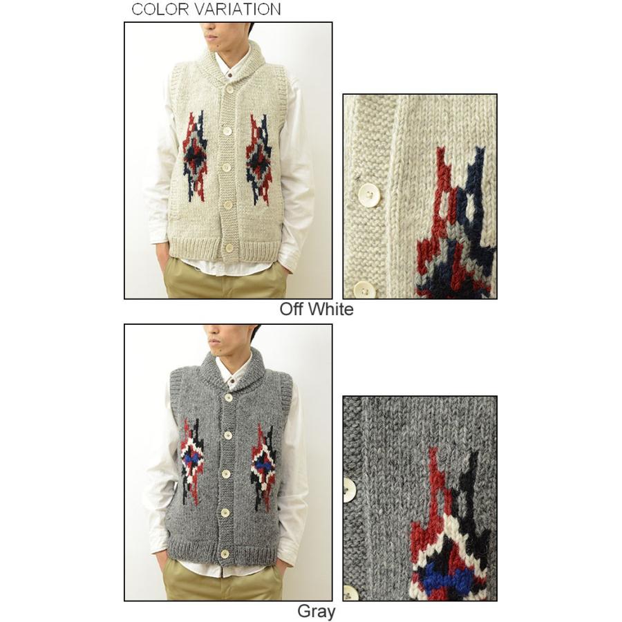 POLER カウチンニットベスト ウールセーター ハンドメイド ショールカラー ショールカラーカウチンニットベスト MONO-MART LADY'S│MONO-MART