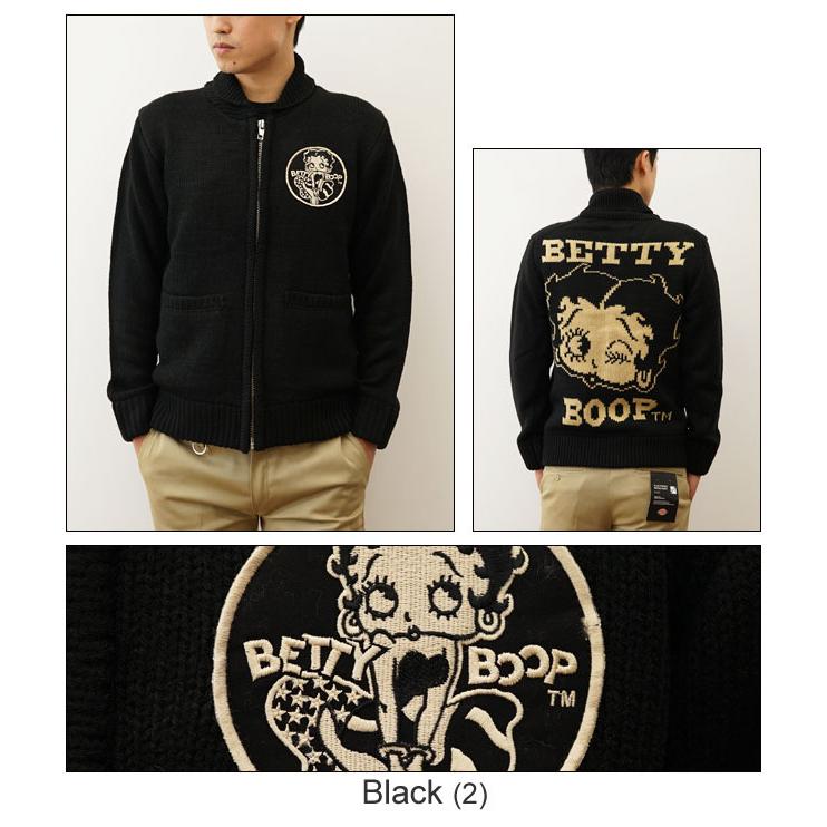 Betty Boop ベティブープ ロゴ ワッペン カウチン ニット カーディガン 