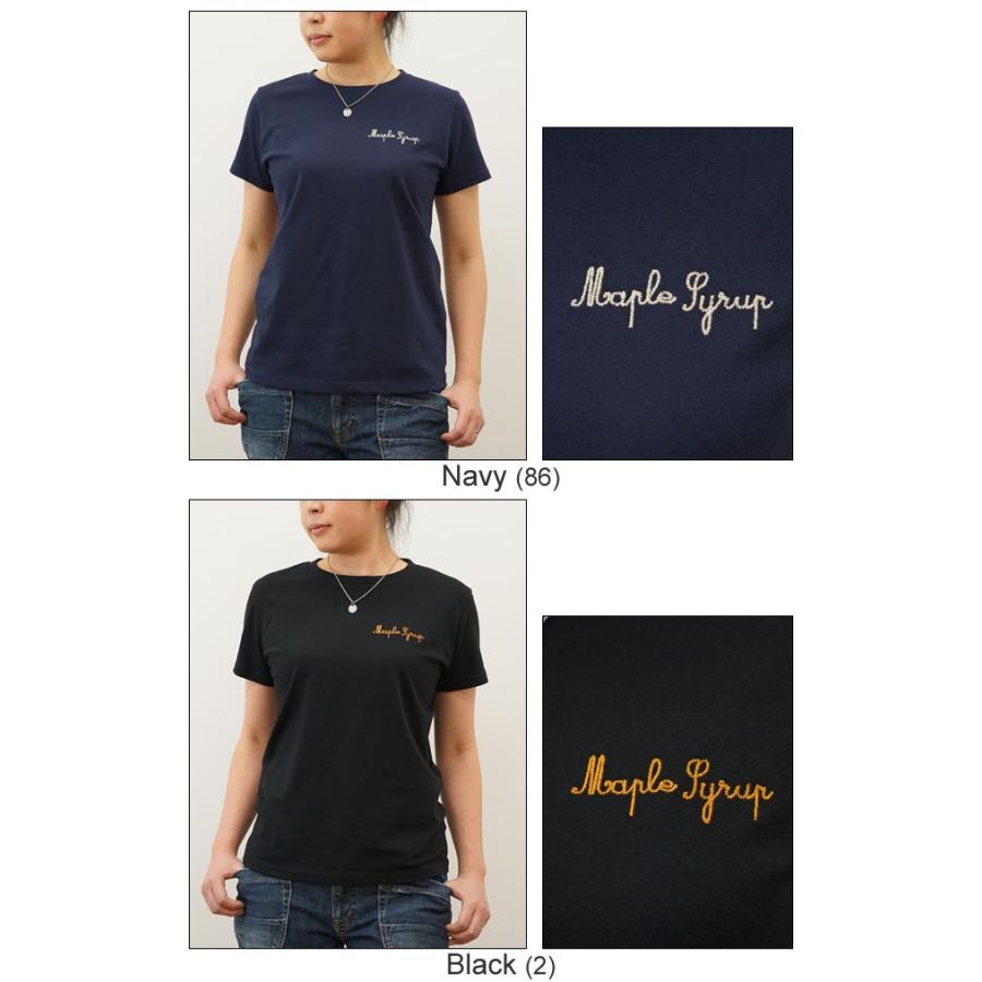 レディース Maple Syrup オリジナル 刺繍 半袖 Tシャツ メイプル シロップ クルーネック 厚手 無地 カットソー 透けない シンプル 白 黒 ベージュ LST-MAPLE | ジーンズ | 05