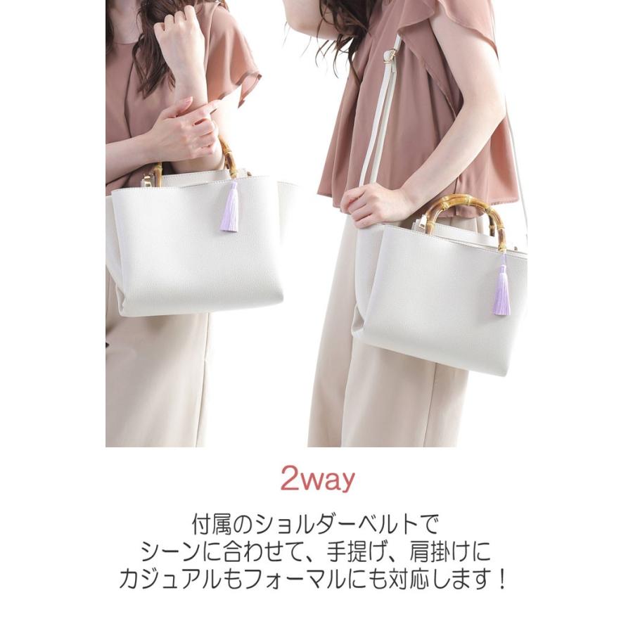トートバッグ ハンドバッグ バンブー 竹 ハンドル 人気 2way レディースバッグ ショルダーバッグ タッセル付き |  | 07