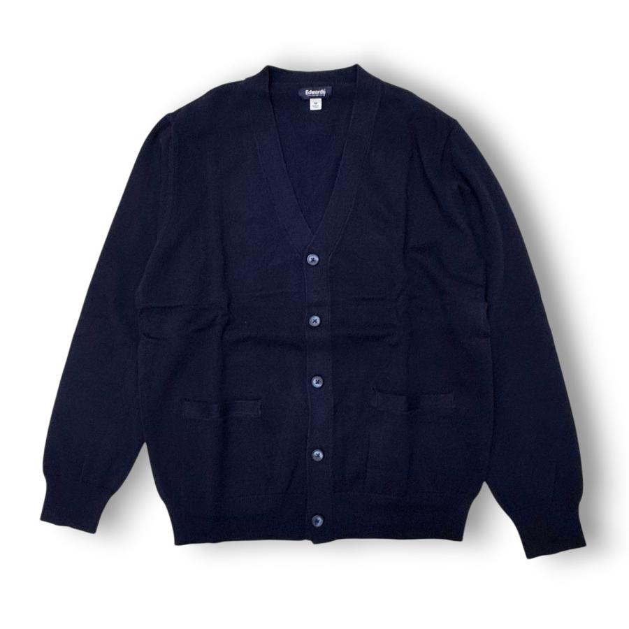 Edwards ダークブルー カーディガン Edwards Garment JERSEY KNIT COTTON CARDIGAN エドワード コットン