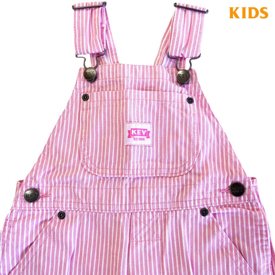 KEY KEY KIDS&TODDLER BIB OVERALL PinkWhiteStripe SIZE 2T〜7 キー