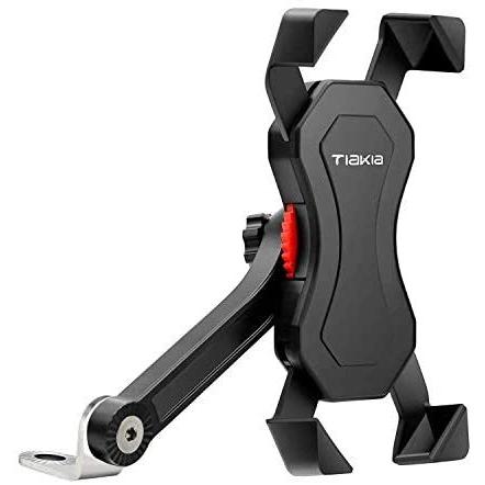 Tiakia バイク スマホ ホルダー 原付 携帯ホルダー スタンド 脱着簡単 脱落防止 強力な保護 新到着 多機種対応 振れ止め 360度回転 角度調整