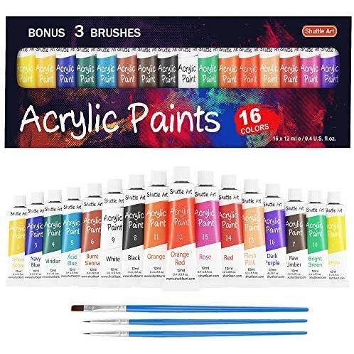 Shuttle Art アクリル絵の具 顔料 16色セット 速乾 耐久 チューブ 12ml 手作り 布 石 ガラス セラミックに描ける 子供用 イラスト 塗り絵 クラフト Kk B073bff65p Robot Works 通販 Yahoo ショッピング