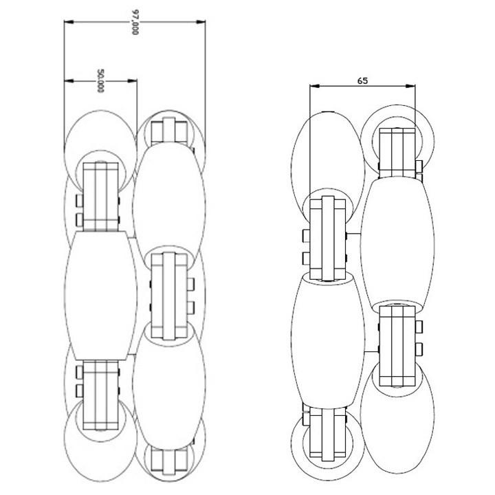 254mmダブルアルミオムニホイール　センターベアリング(ベアリングローラー)　(14147) [台車・タイヤ] 台車