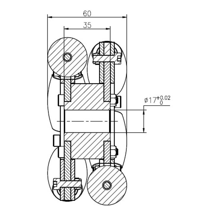 白黒メカ 127mmヘビー級アルミオムニホイール(キー溝) (14153) [台車