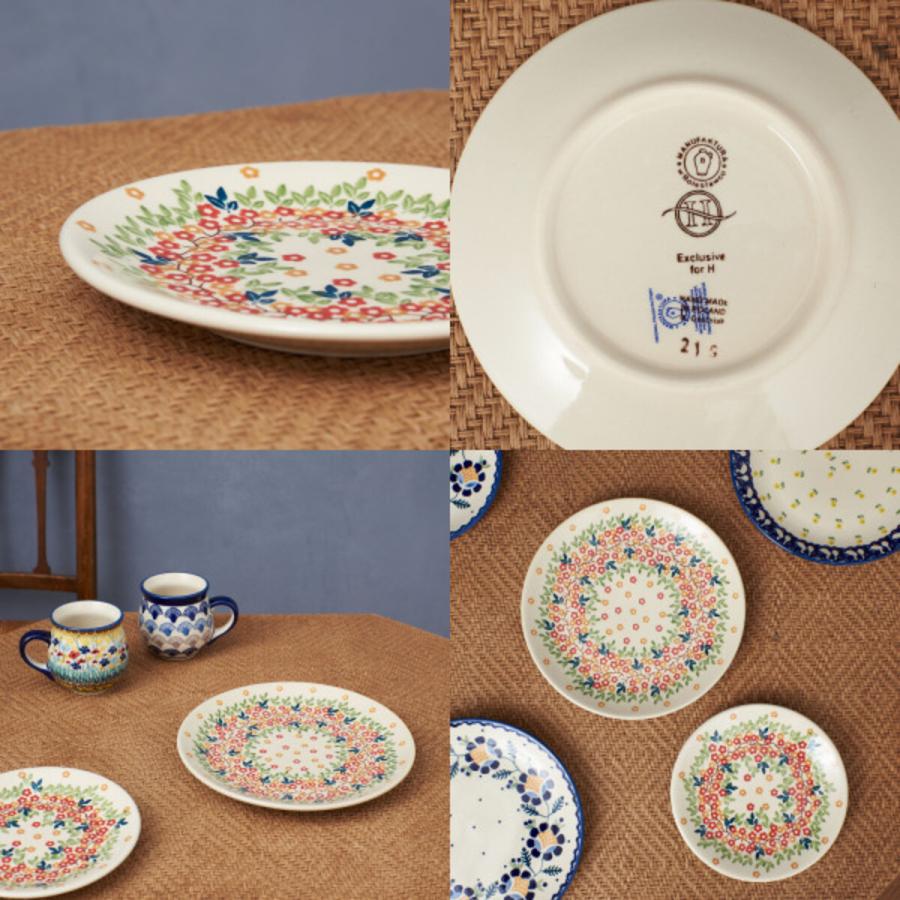 IZ56067S☆ポーリッシュポタリー プレート リース 17cm 花柄 皿