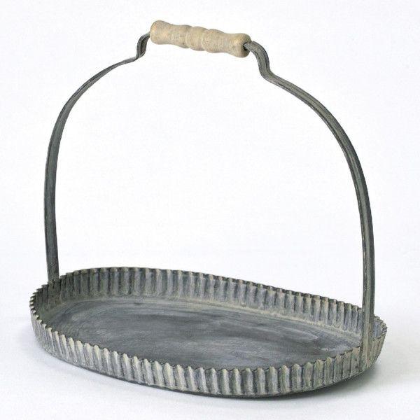 IZ84169S☆ハンドル付き ブリキトレイ オーバル Lサイズ