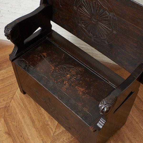 IZ61742N★モンクスベンチ 英国 アンティーク オーク 木製 テーブル ベンチ コファー サイドボード 収納 教会 木彫刻 長椅子 クラシック｜rocca-clann｜04
