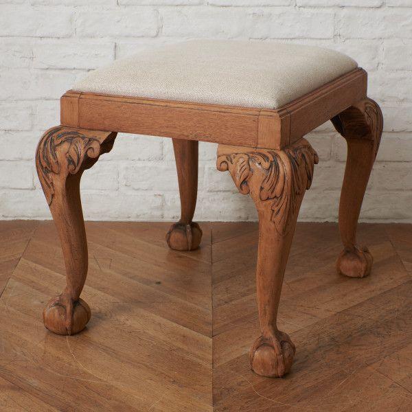 三越家具 ブルージュ オーク材 スツール 英国カントリー 椅子 三越家具 ブルージュ スツール 緑 花唐草 オーク材 英国カントリー調