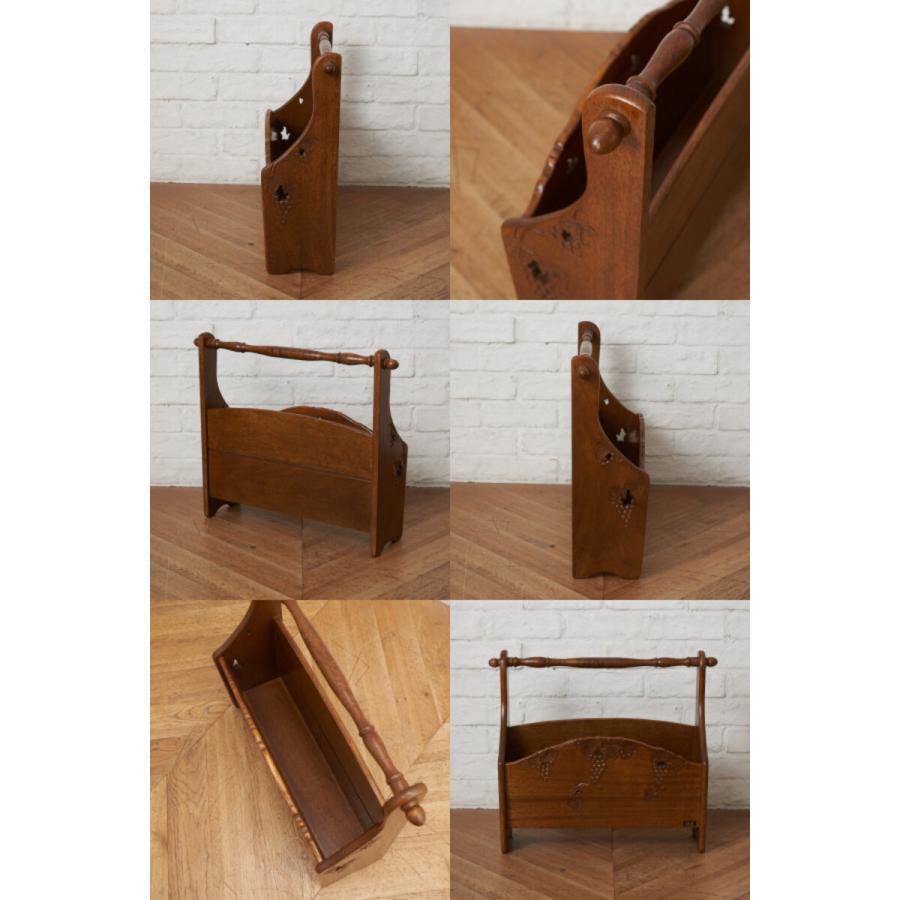 希少 大正 モダン 欅 無垢 アンティーク レター ラック 書類 小物入れ