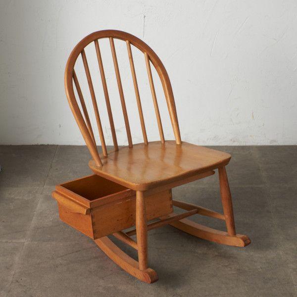 IZ69758F☆レア ercol フープバック ナーシングチェア 引き出し 収納