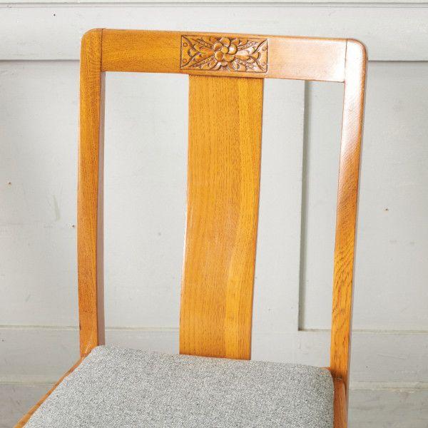 IZ77535N☆4脚セット 張替済 英国 アンティーク ダイニングチェア 木