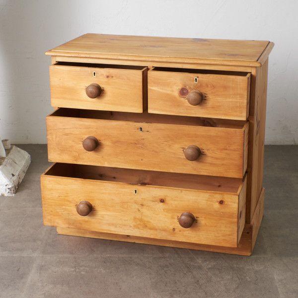 イギリス アンティーク オールドパイン 5杯チェスト 奥行少 たっぷり