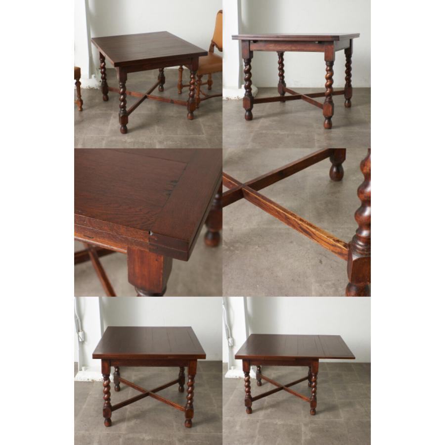 イギリスアンティーク ドローリーフテーブル 伸縮 ツイストレッグ