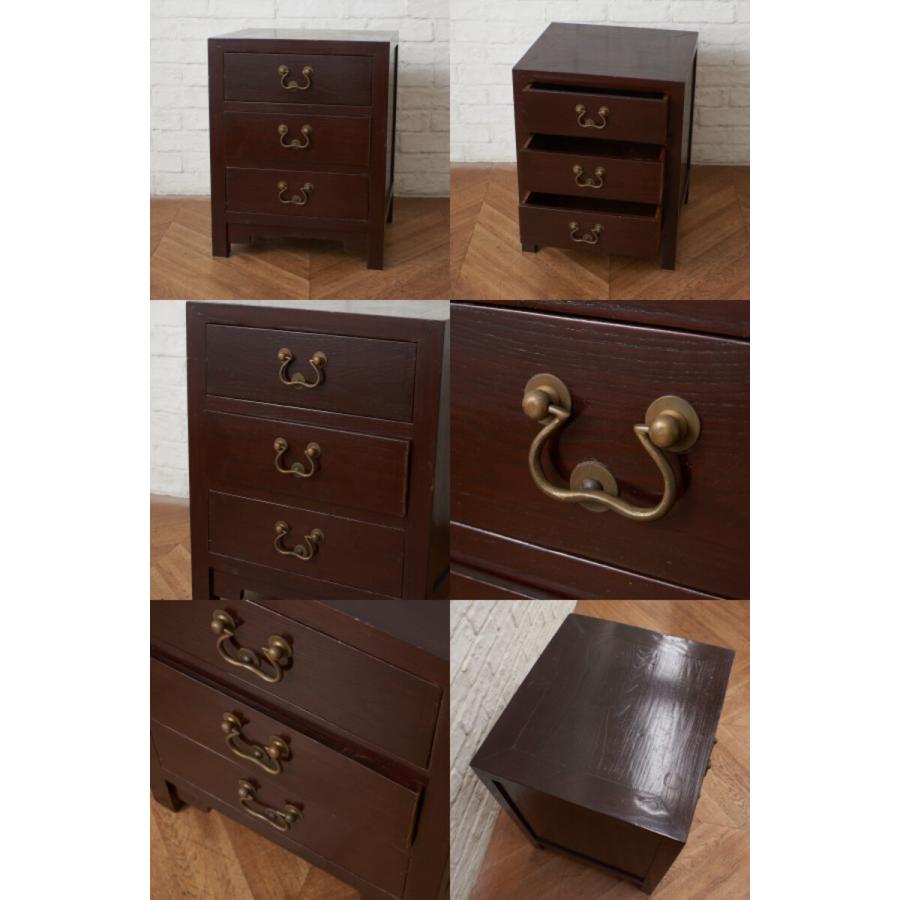 IZ79765N☆中国家具 楡材 チェスト 3段 引出し 収納家具 小引き出し