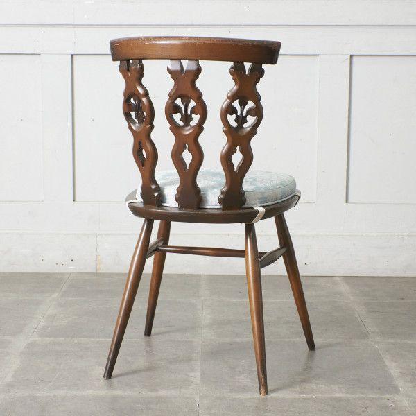 【発送の場合は即購入不可】 Ercol シスルバックチェア クッション エルム 英国 椅子 ヴィンテージ アーコール 木彫刻 ダイニングチェア イギリス ビンテージ 81009 IZ81009F☆Ercol シスルバックチェア クッション エルム 英国 椅子
