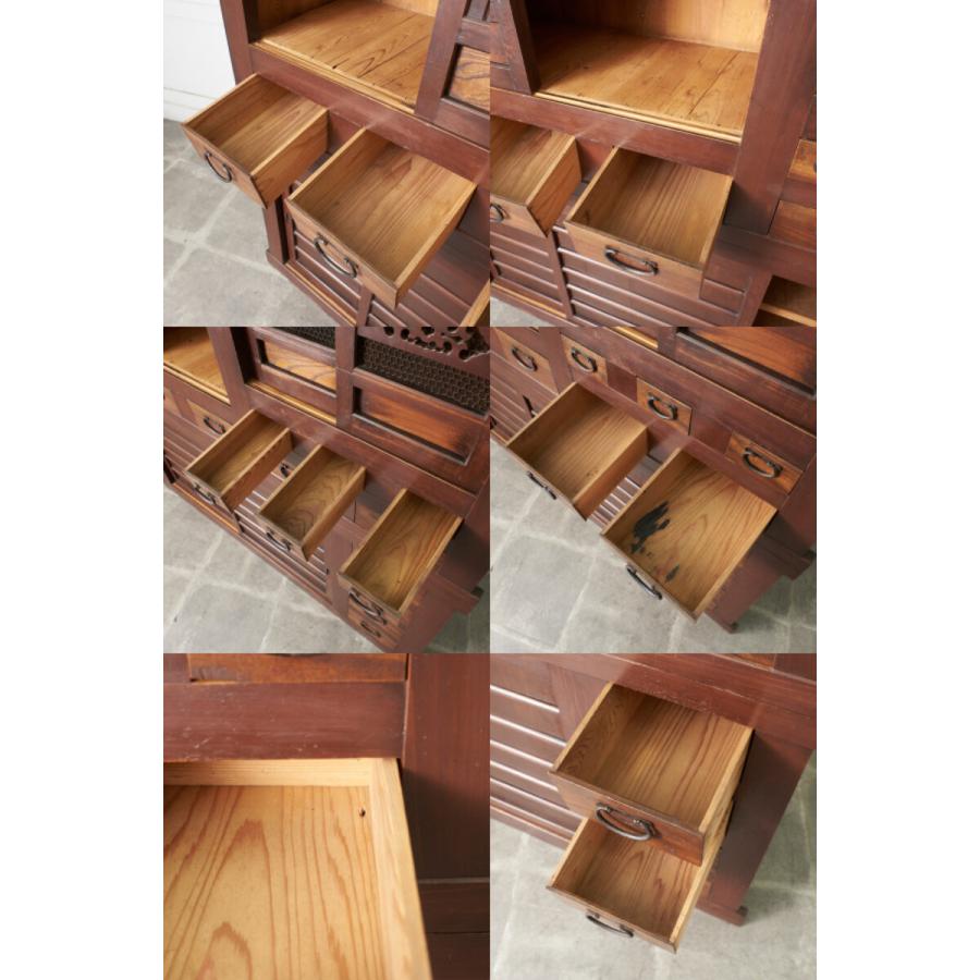 IZ81586N☆近江箪笥 欅 水屋箪笥 六尺 和箪笥 茶棚 カップボード 食器 