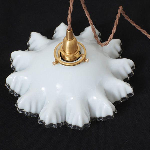 IZ83221N☆英国 アンティーク ミルクガラス ペンダントライト コンビ