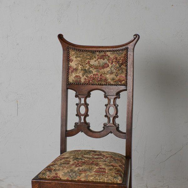 IZ85057N☆英国 アンティーク ダイニングチェア 木彫刻 ハイバック