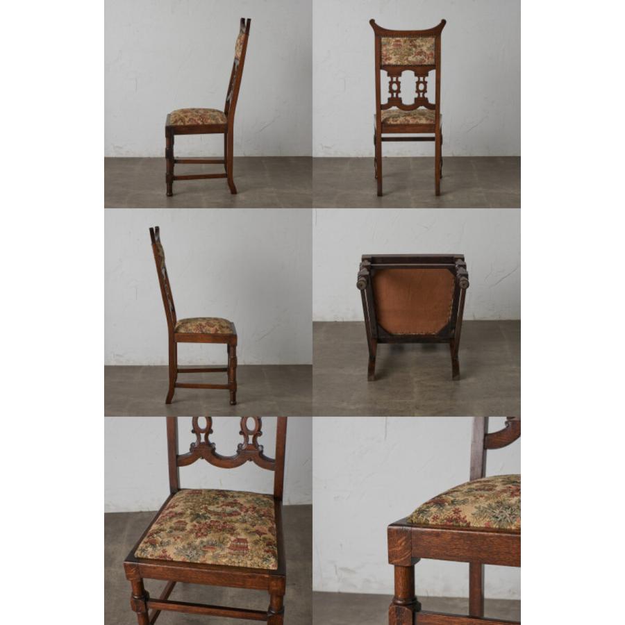 IZ85057N☆英国 アンティーク ダイニングチェア 木彫刻 ハイバック