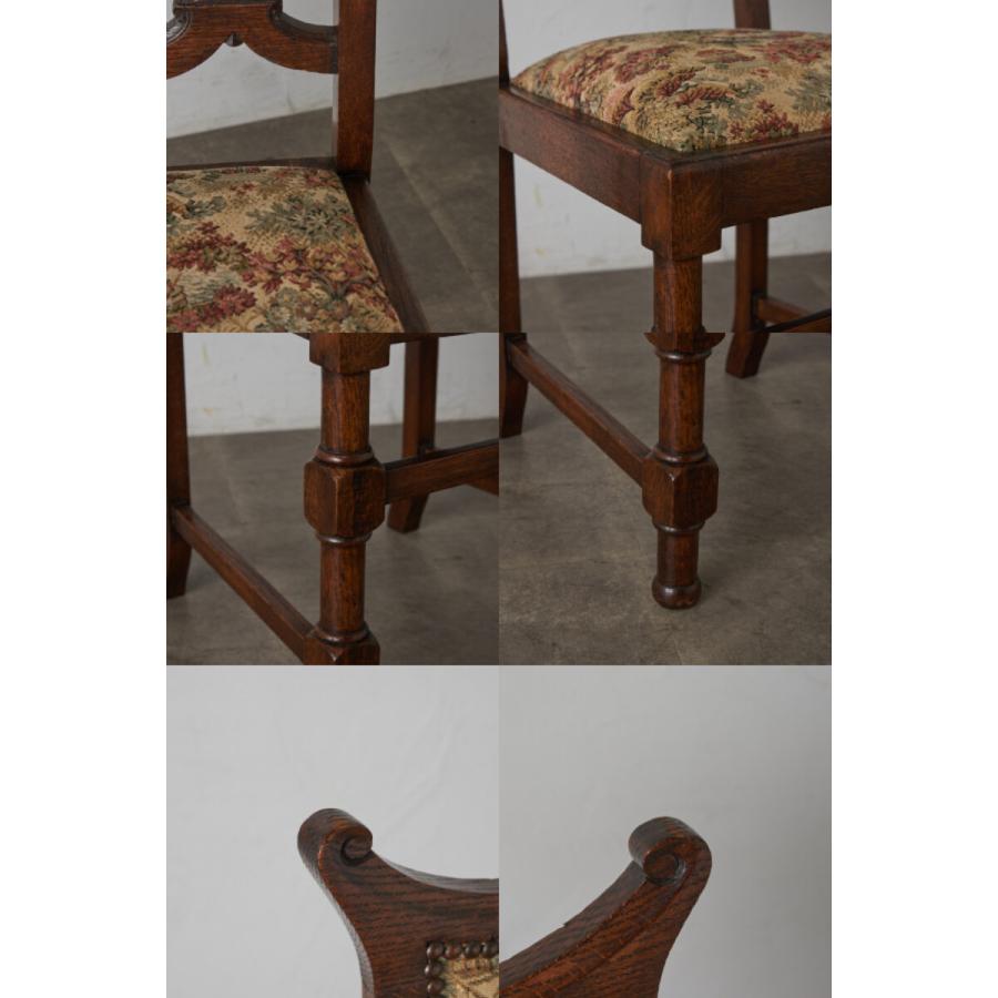 IZ85057N☆英国 アンティーク ダイニングチェア 木彫刻 ハイバック