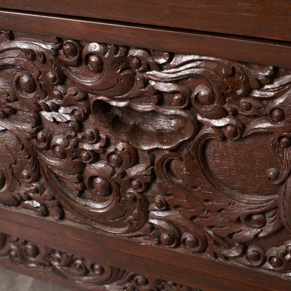 彫刻家具 木彫りチェスト 無垢材のアンティークなチェスト 彫刻入り ビンテージ クラシック 豪華