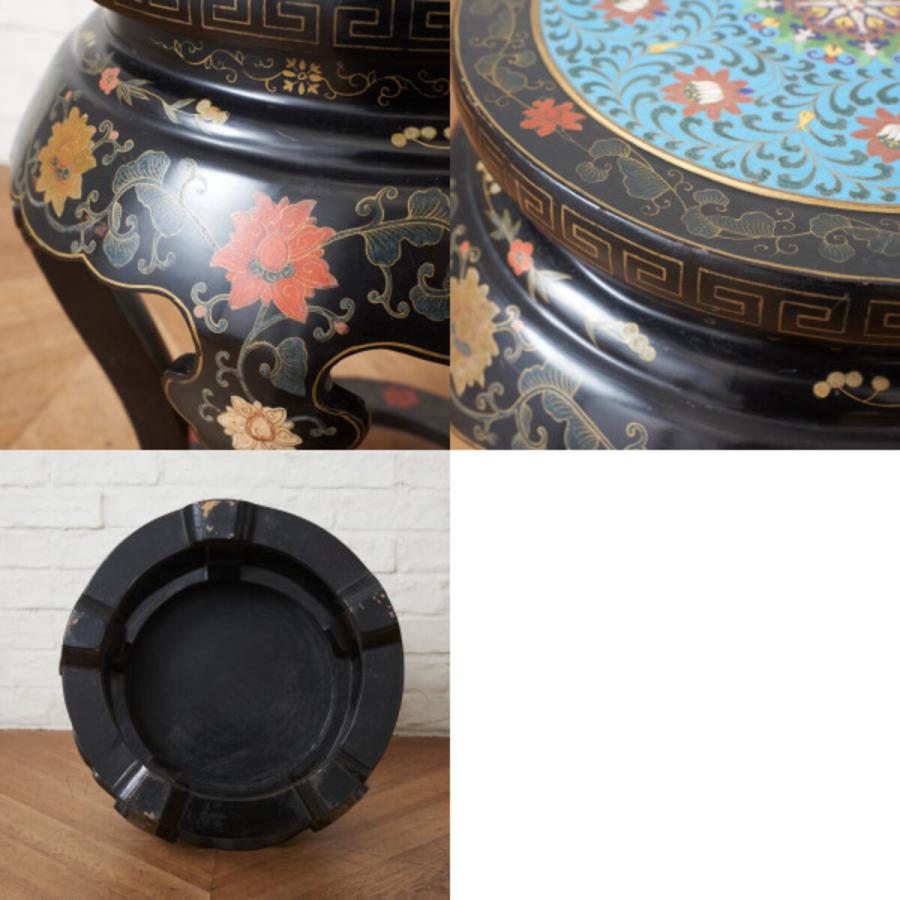 IZ87729N☆中国美術 七宝 天板 ? 高卓 サイドテーブル 高さ545mm 木