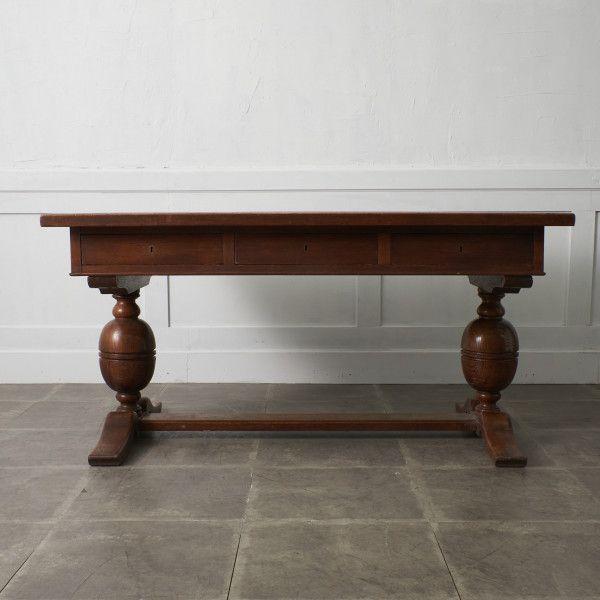 IZ88129N☆西洋 アンティーク オーク デスク バルボスレッグ 飾り台