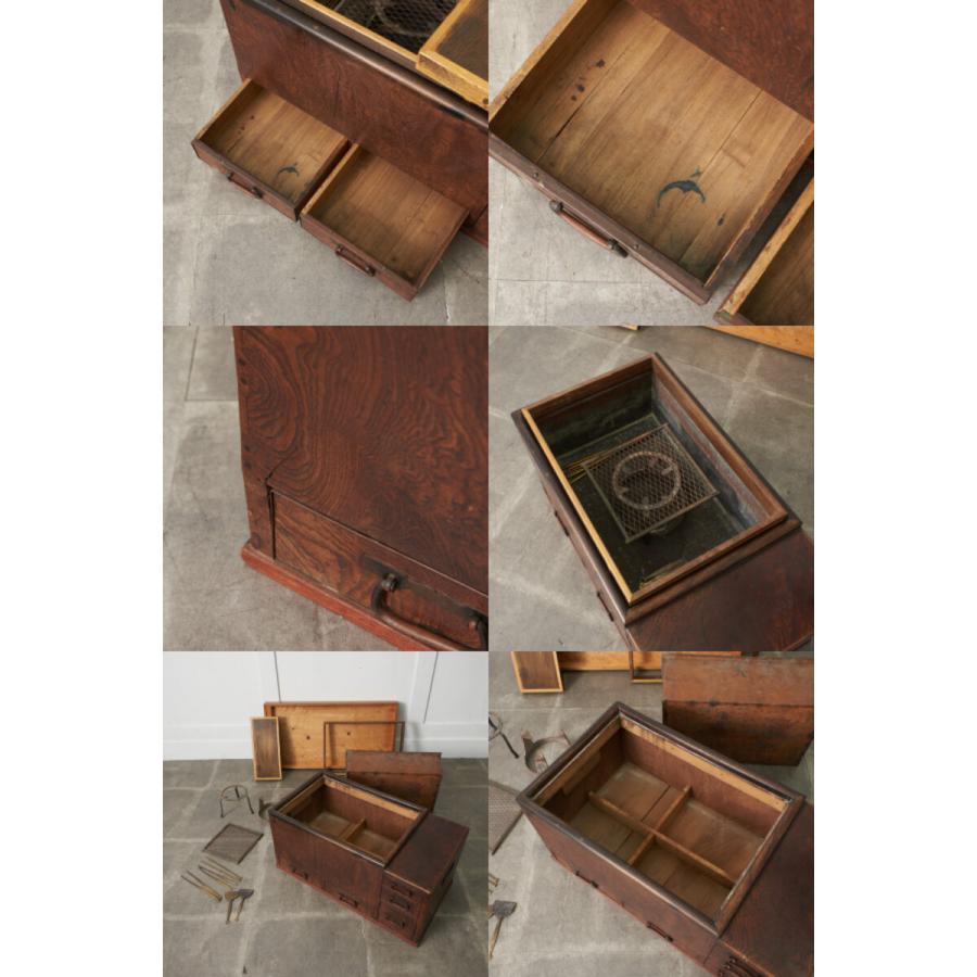 IZ90470N☆欅 関東長火鉢 囲炉裏 引出し 民芸 茶道具 火道具 古民家 座