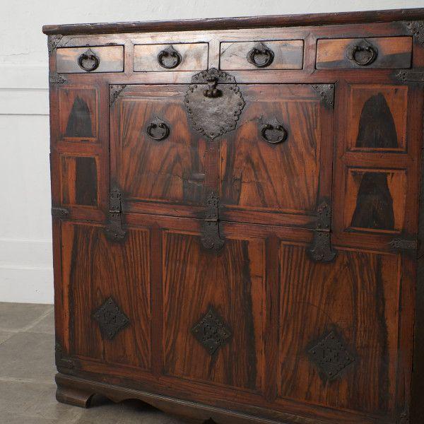 IZ91437F☆李朝家具 飾り棚 キャビネット 李朝棚 時代箪笥 天然木 収納