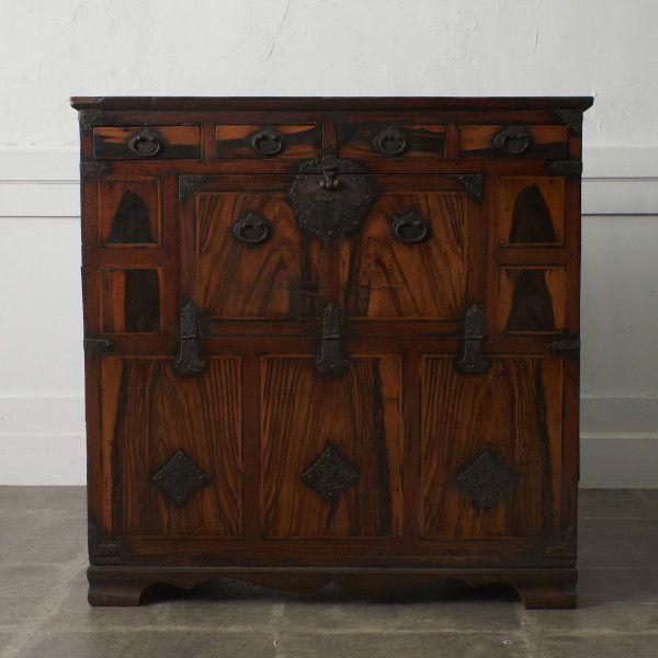 IZ91437F☆李朝家具 飾り棚 キャビネット 李朝棚 時代箪笥 天然木 収納