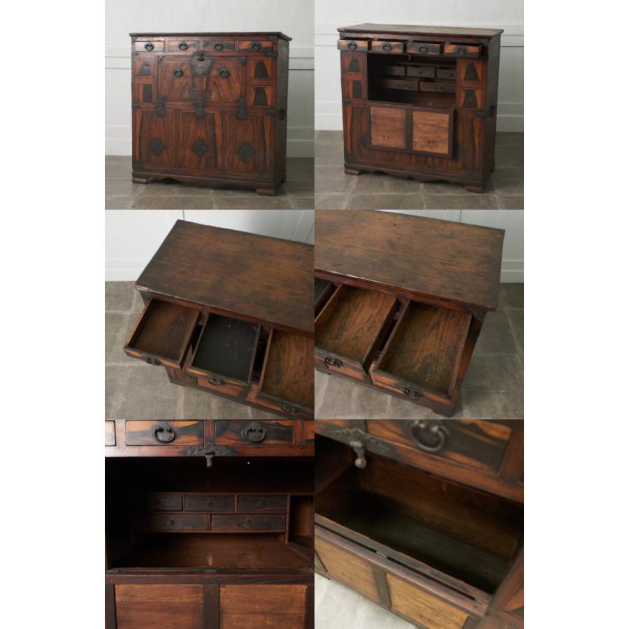 IZ91437F☆李朝家具 飾り棚 キャビネット 李朝棚 時代箪笥 天然木 収納