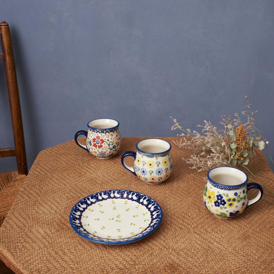 ポーリッシュポタリー kalich社 プレート＆マグカップセット フラワー B ポーリッシュポタリー マグカップ レトロ フラワー 花柄 マグ