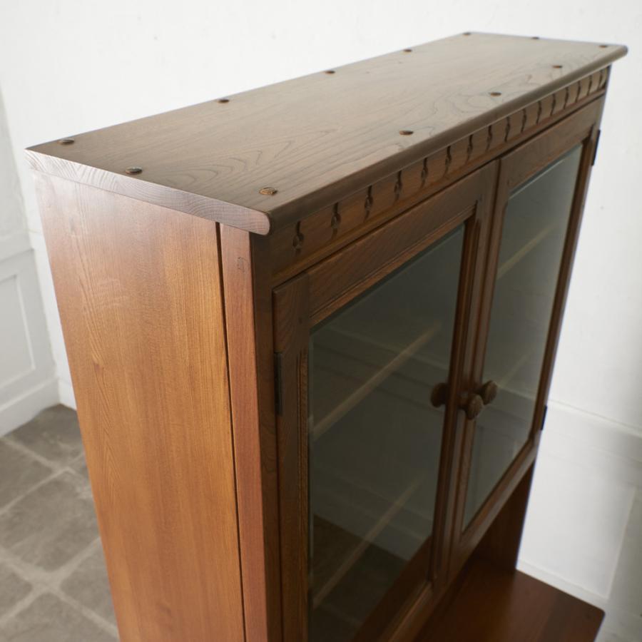 アーコール Old Colonial キャビネット 食器棚 本棚 飾り棚 ガラス ercol オールドコロニアル ヴィンテージ ブックケース 書棚 89360の画像