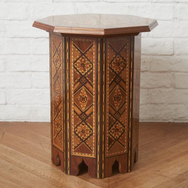 希少　シリア製 ダマスカス 寄木細工 サイドテーブル 伝統工芸 木製 八角　象嵌 シリア製 ダマスカス 寄木細工 サイドテーブル 伝統工芸 木製 八角形