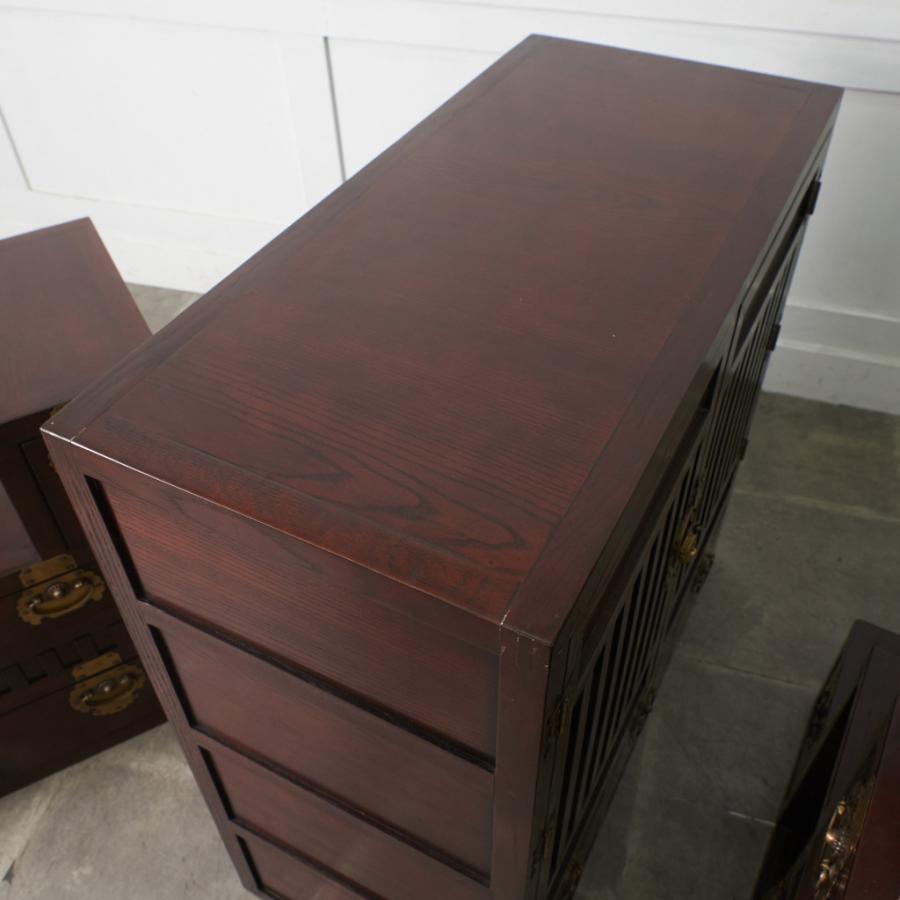 李朝家具 様式 欅 両面型 階段箪笥 ケヤキ 階段 チェスト 抽斗 収納