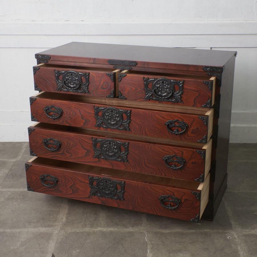 銘入り 桜木作 岩谷堂箪笥 整理箪笥 欅 拭き漆 南部鉄器 タンス 和箪笥 