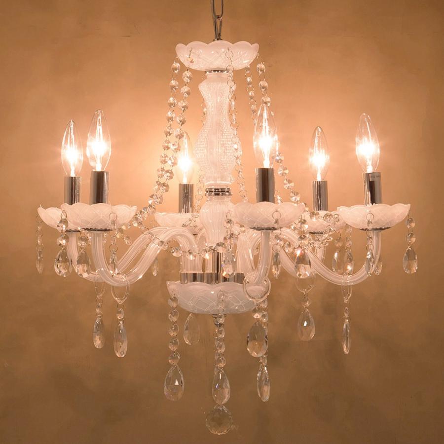 シャンデリア 6灯 ホワイトガラス ホワイトシャンデリア 6灯 ガラス製 【公式通販】