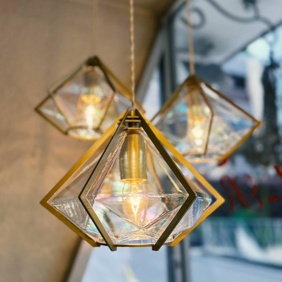 3灯 ペンダントライト ダイヤモンド インテリア LED対応 かわいい