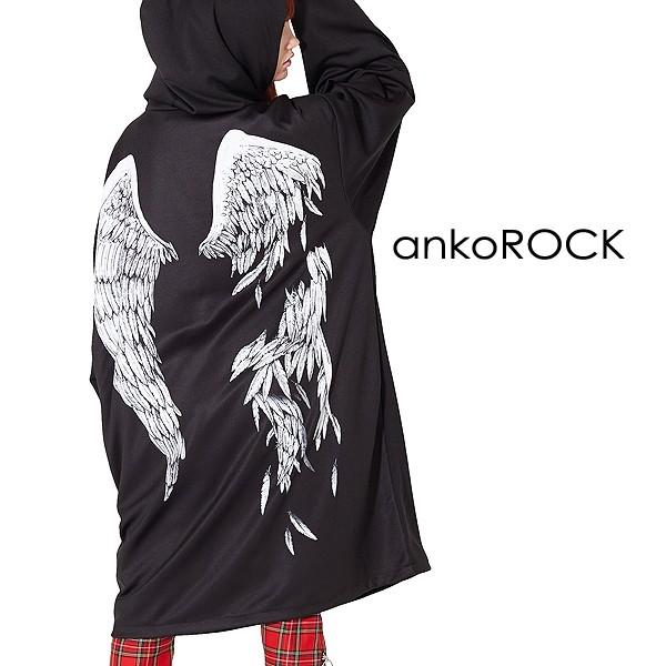 販促トレンド Ankorock アンコロック モッズコート メンズ ロングコート レディース ユニセックス 長袖 ロング丈 ビッグシルエット 黒 バックプリント 翼 特別価格セール Www Superavila Com