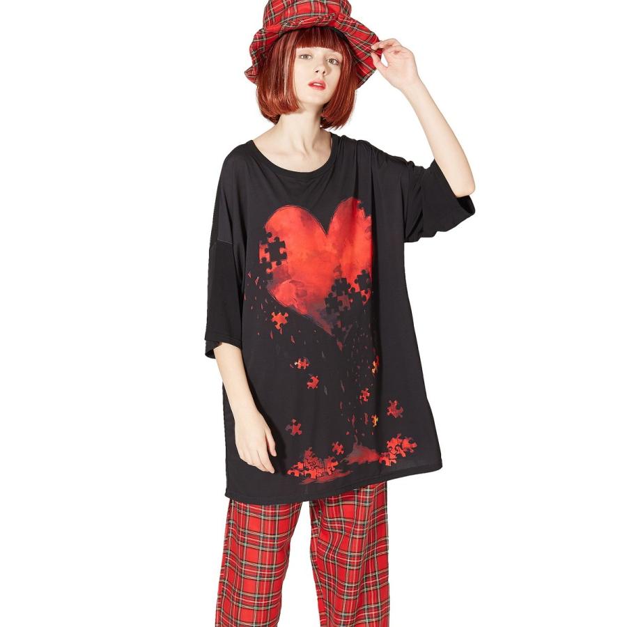 anko Rock 退廃ハート　Tシャツ ankoROCK アンコロック ビッグ Tシャツ メンズ カットソー レディース