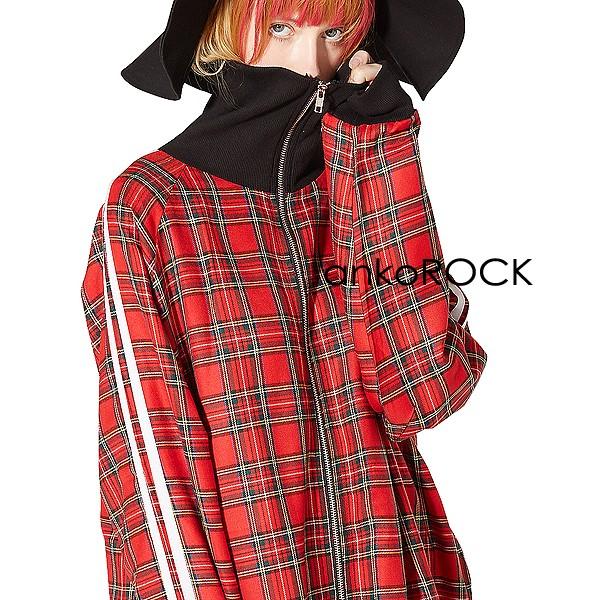 Ranscoo 赤チェックウエア　ツナギ　ボード ankoROCK アンコロック ジャージ メンズ ボリュームネック レディース