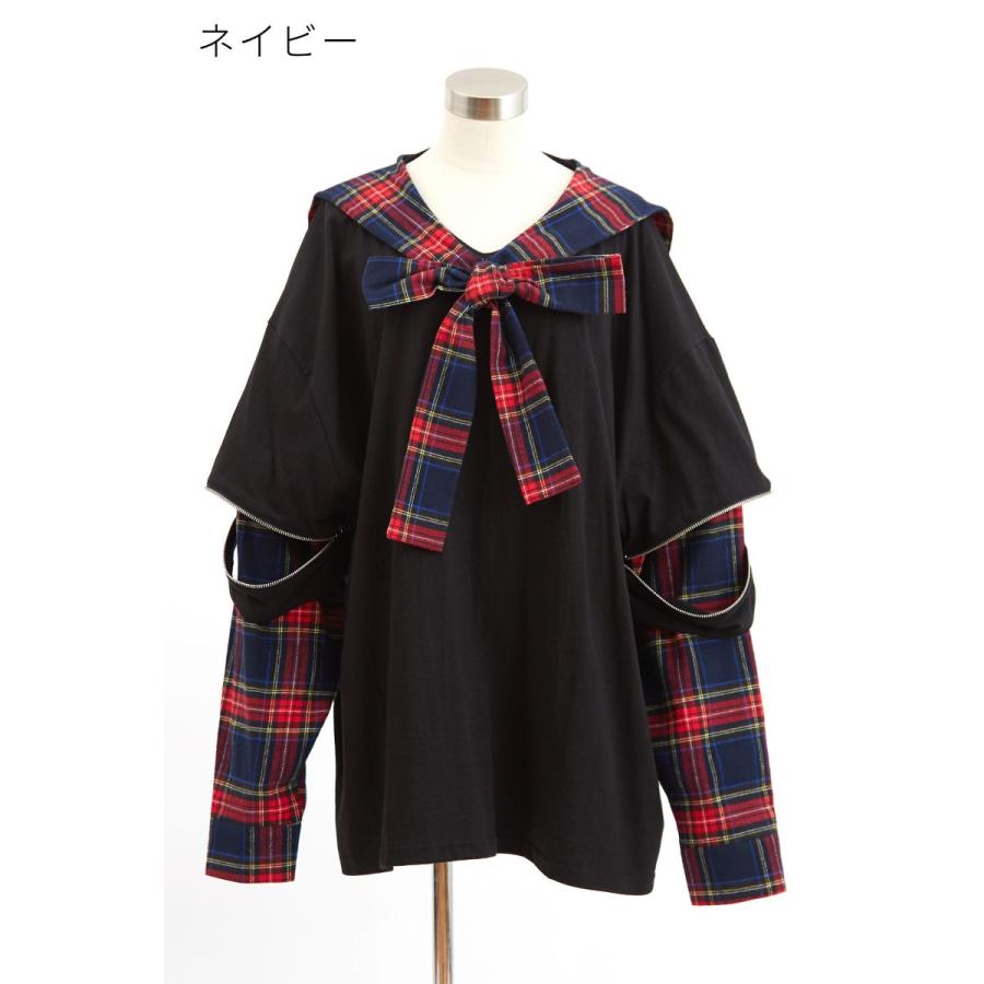 ankoROCK オープンジップフェイクレイヤーチェックシャツ ankoROCK オープンジップフェイクレイヤーチェックシャツ