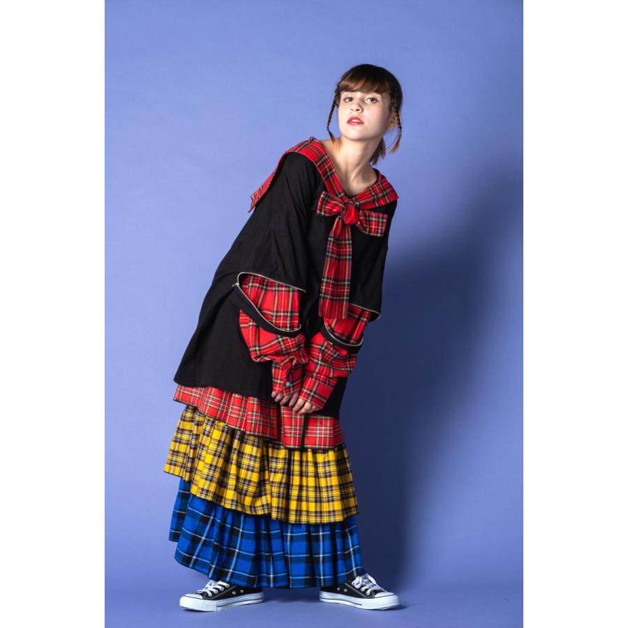 ankoROCK オープンジップフェイクレイヤーチェックシャツ ankoROCK オープンジップフェイクレイヤーチェックシャツ