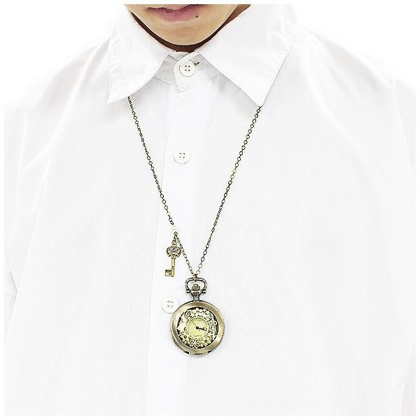 不思議の国のアリス 懐中時計 ネックレス メンズ アンティーク