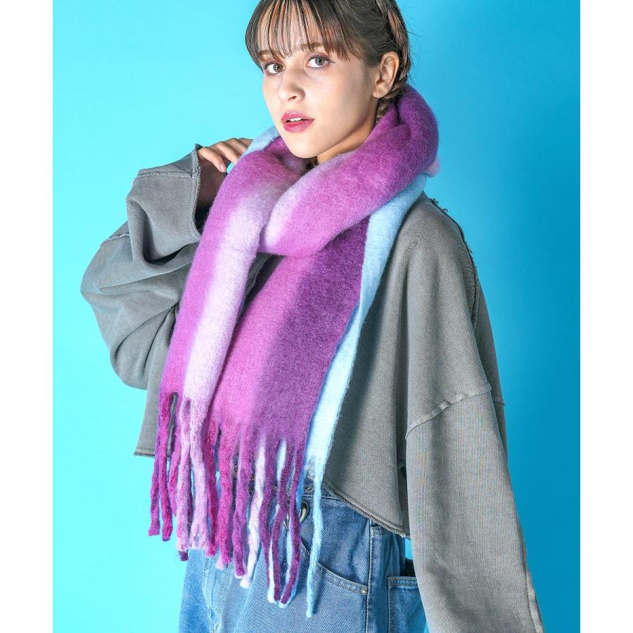 an meets zakka グラデーションモヘアタッチ大判フリンジマフラー